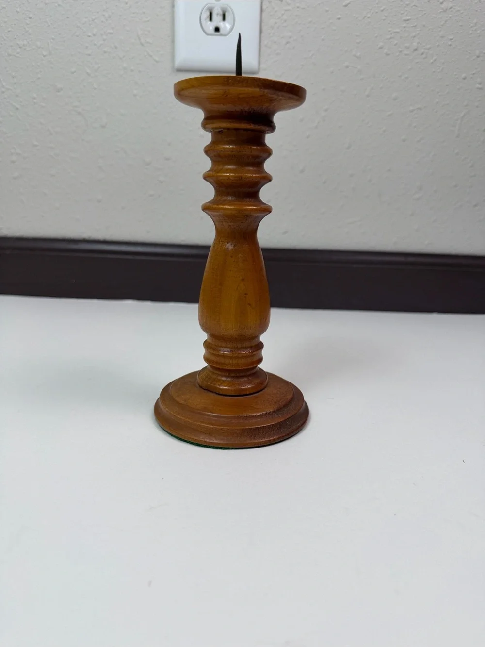 Vintage Turned Wood Chamberstick Candle Holder Rustic Primitive Farmhouse Boho